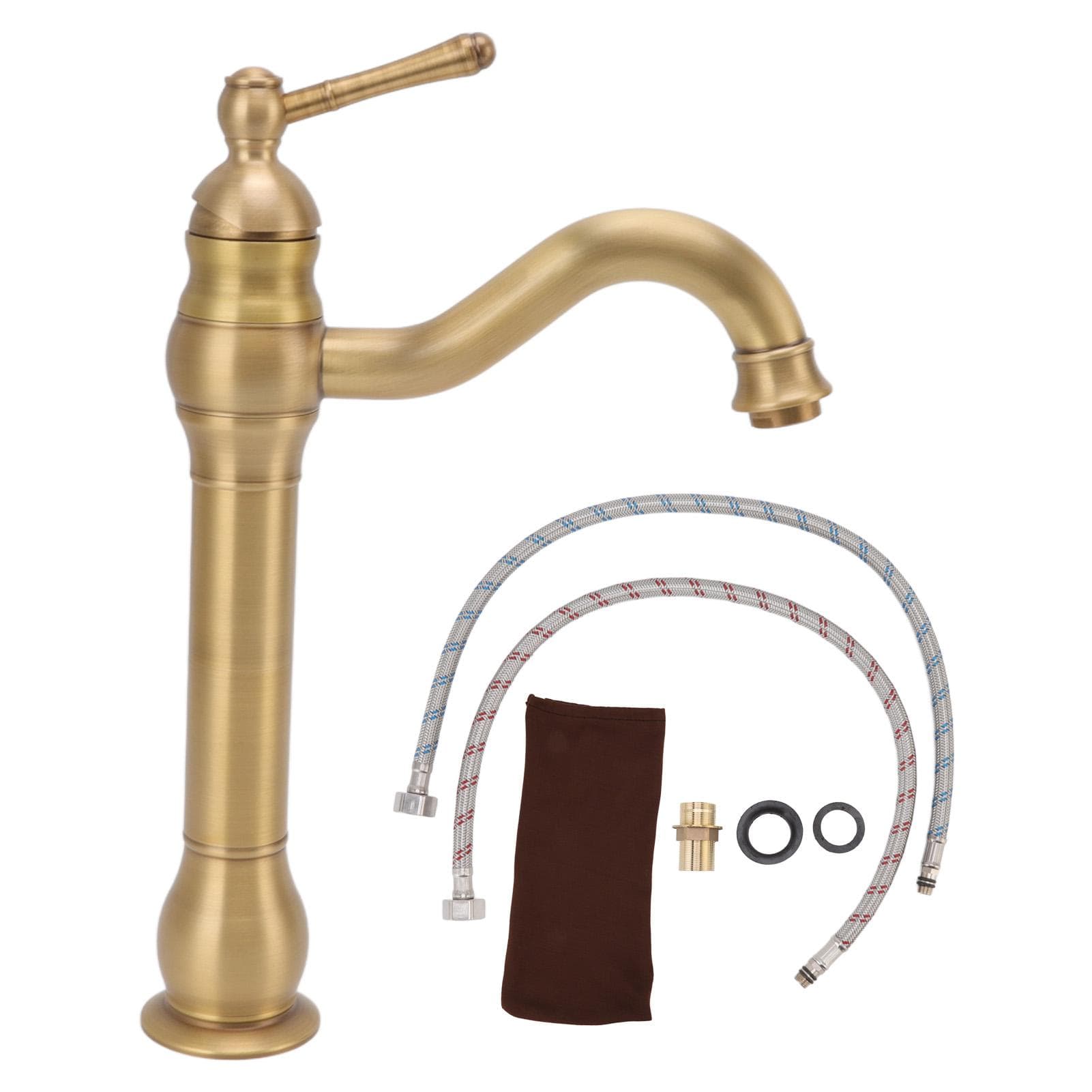 Basin Faucet Retro European Style Brass Gourd Design with Hose and Gasket Bathroom Sink Faucet for