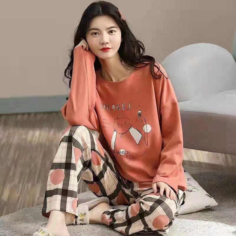 Plus Size Womens Fashion Girls Pajamas Long Sleeve Tops Pants Set Sleepwear Bamboo Print Fresh Family Pajamas Set XXL