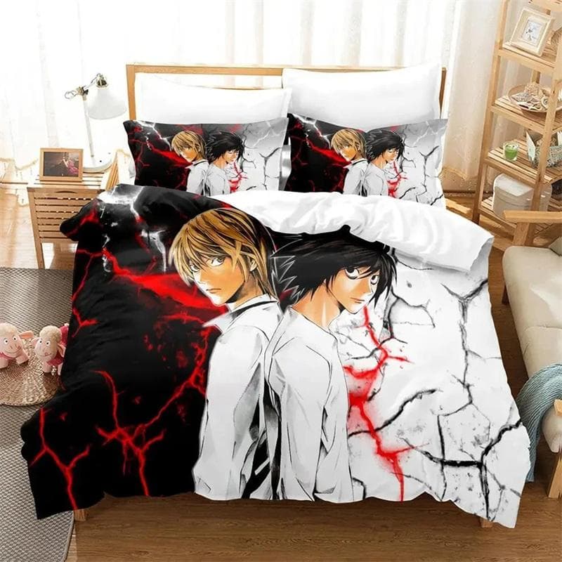 3D Printed Death Anime Note Bedding Sets exquisite bed supplies set duvet cover bed comforter set luxury birthday gift 135x200cm 2pcs