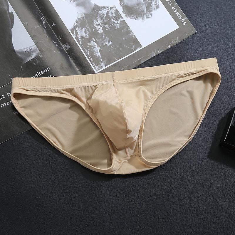 1Pcs Men Panties Ice Silk Boxers Seamless Underwear Man Ultra-thin Breathable Male Underpants Boxershorts XXL beige