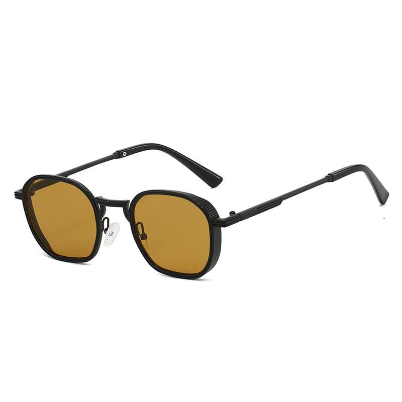 New Luxury Metal Small Frame Polygonal Women Sunglasses Leopard Gradient UV400 Casual Glasses for Men and Women as picture