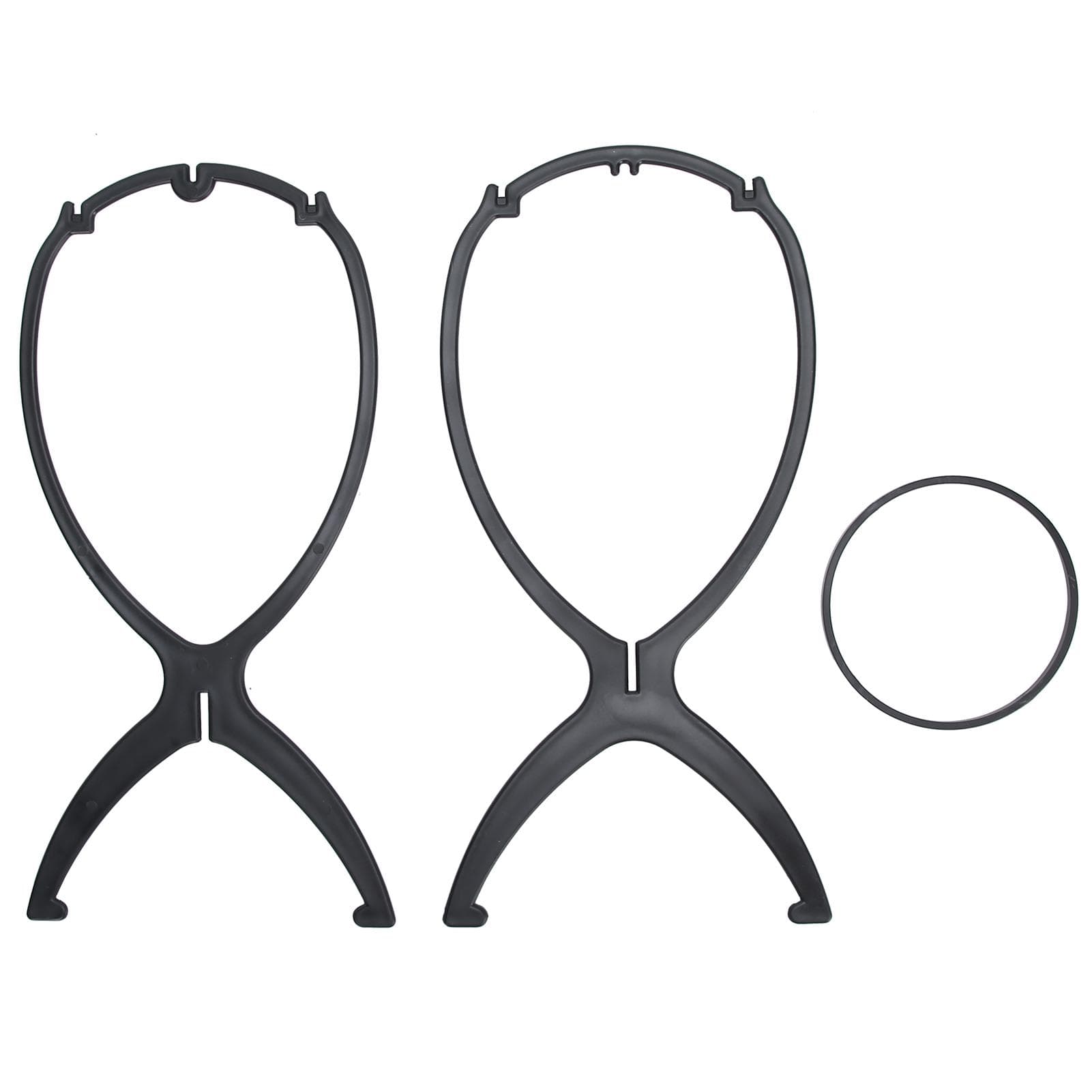3pcs Wig Stand Folding Portable Wig Display Stand Holder Rack for Home Hair SalonBlack
