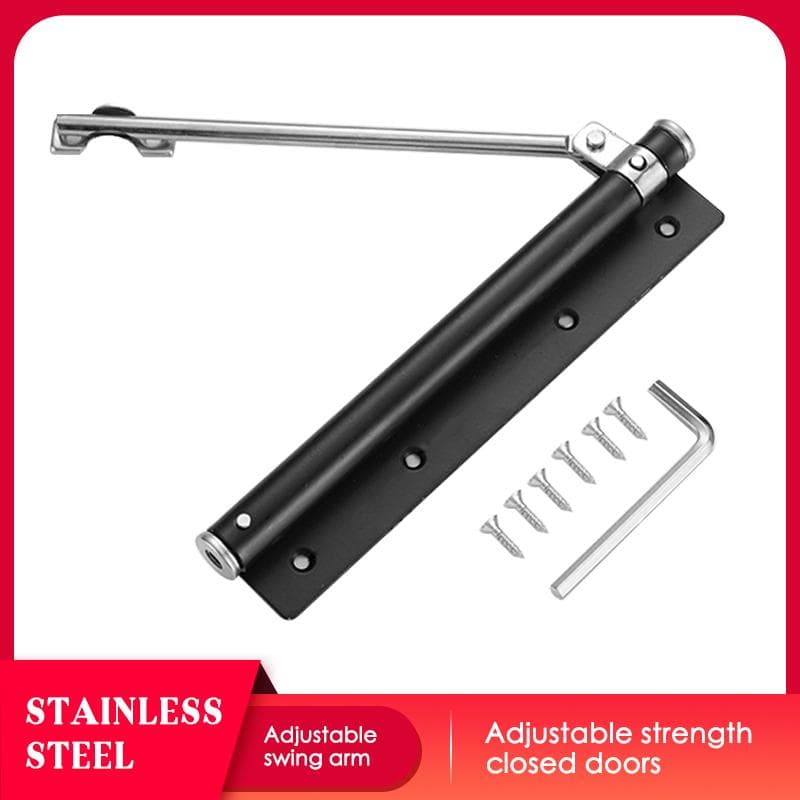 Stainless Steel Door Closer for Wood/Aluminum Doors, Adjustable Automatic Door Closer, Invisible black