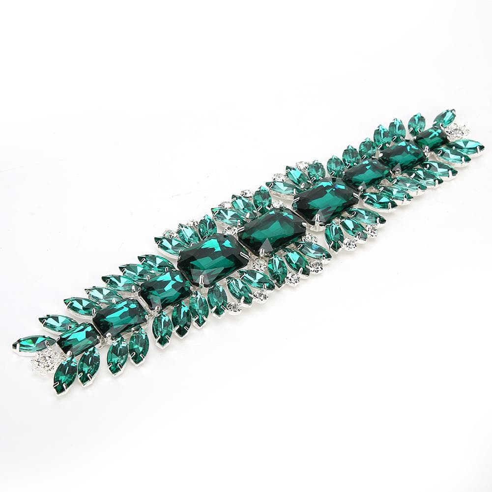 Crystal Rhinestone Chain Ribbon Craft Decoration for Sewing DIY Wedding Dresses Bags green