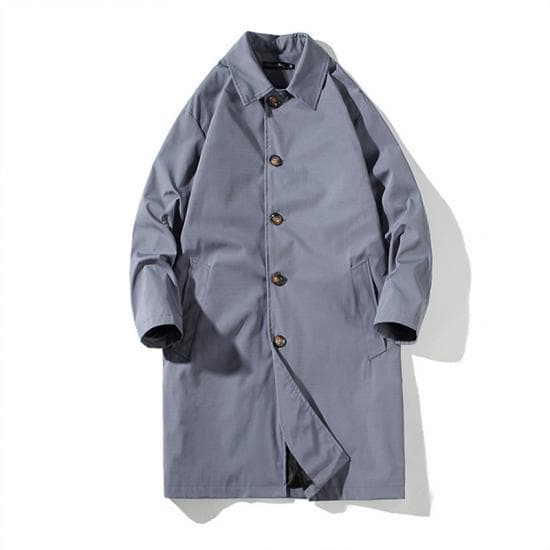 2024 New Spring Autumn Trench Men Fashion Oversized Trench Jakcet Men Casual Windbreaker Mens Medium Length Turn Down Collar Trench XXL grey