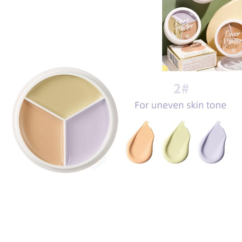 3-Color Concealer Palette Foundation Cream Full Coverage Suit For All Skin Face Makeup Cover Dark Circles Acne Pores Cream Base