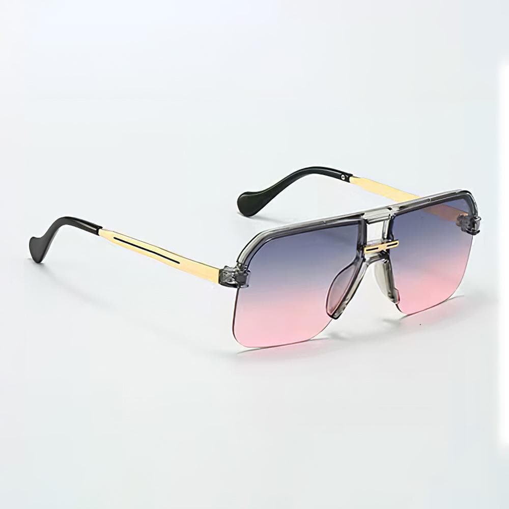 New Women Sunglasses Modern Fashion Transparent Frame Gradient Pink Lens Square Glasses Gift for Friend