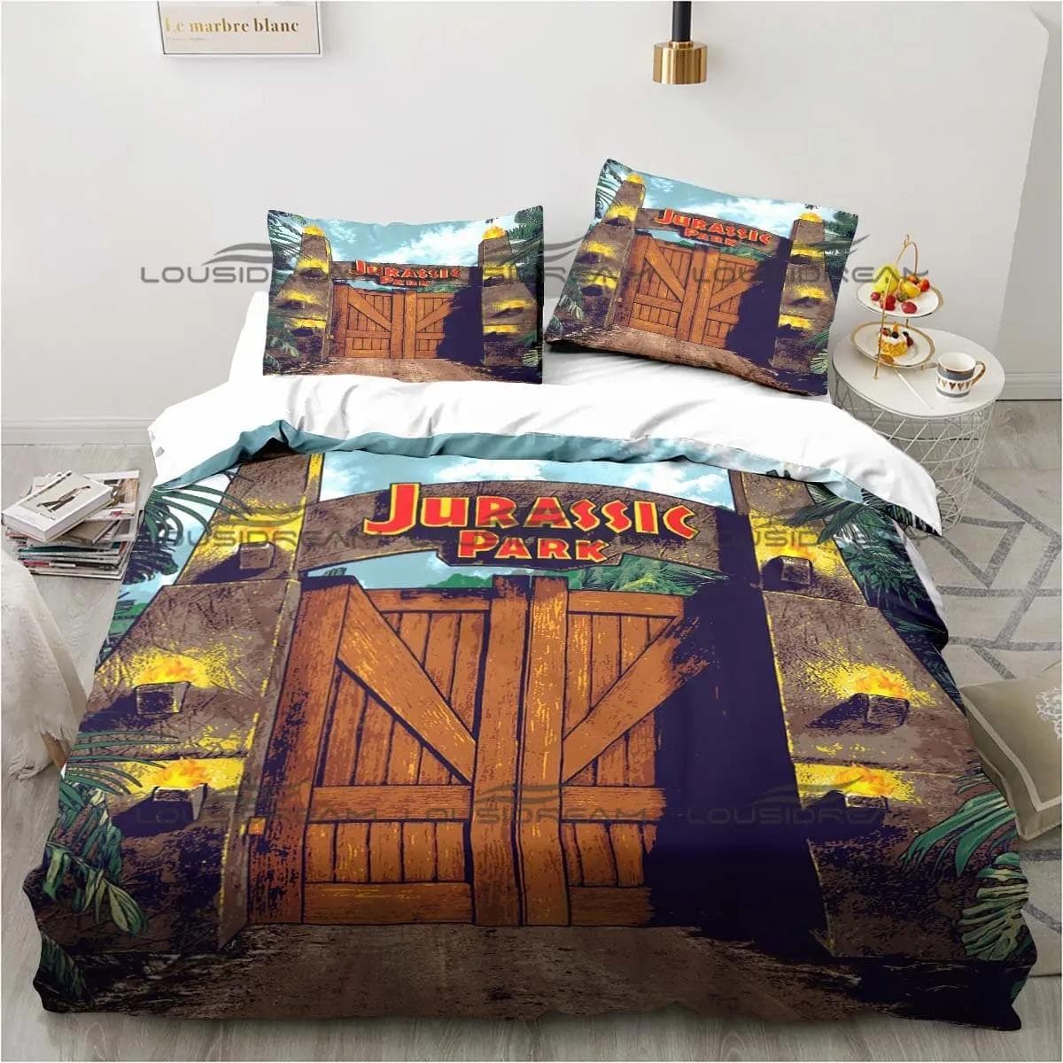 Jurassic Park Bedding Dinasours Twin Bedding Set 3 Piece Comforter Set Bed Duvet Cover Double King Cover Home Textile AU Single 140x210cm