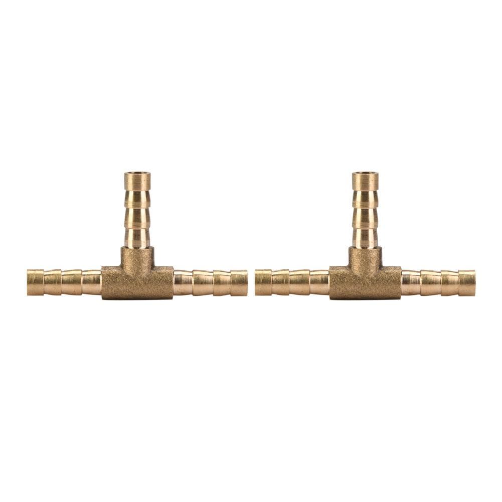5pcs Brass T 3Way Hose Joiner Fittings Barbed Connector Air Water Oil Gas Fuel (6mm)