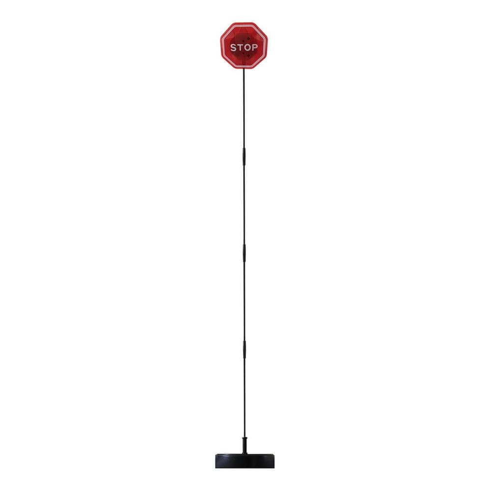 LED Flashing Stop Sign for Garage Parking Stop Sign with Bright Red LEDs and Adjustable Rod red black