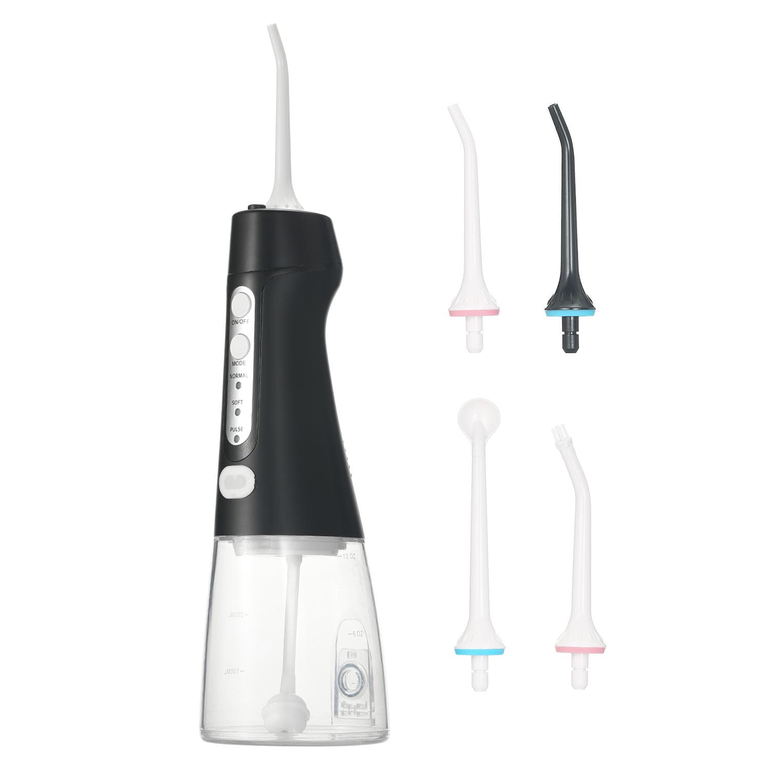 Water Flosser Cordless Oral Irrigator with 3 Modes 300ML Water Tank for Teeth Cleaning IPX7 black