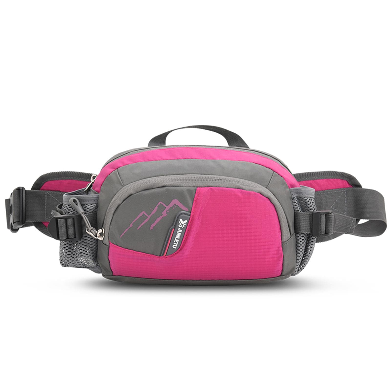 Outdoor Sports Waist Pack with Water Bottle Holder for Cycling Running Walking Hiking Marathon rose red