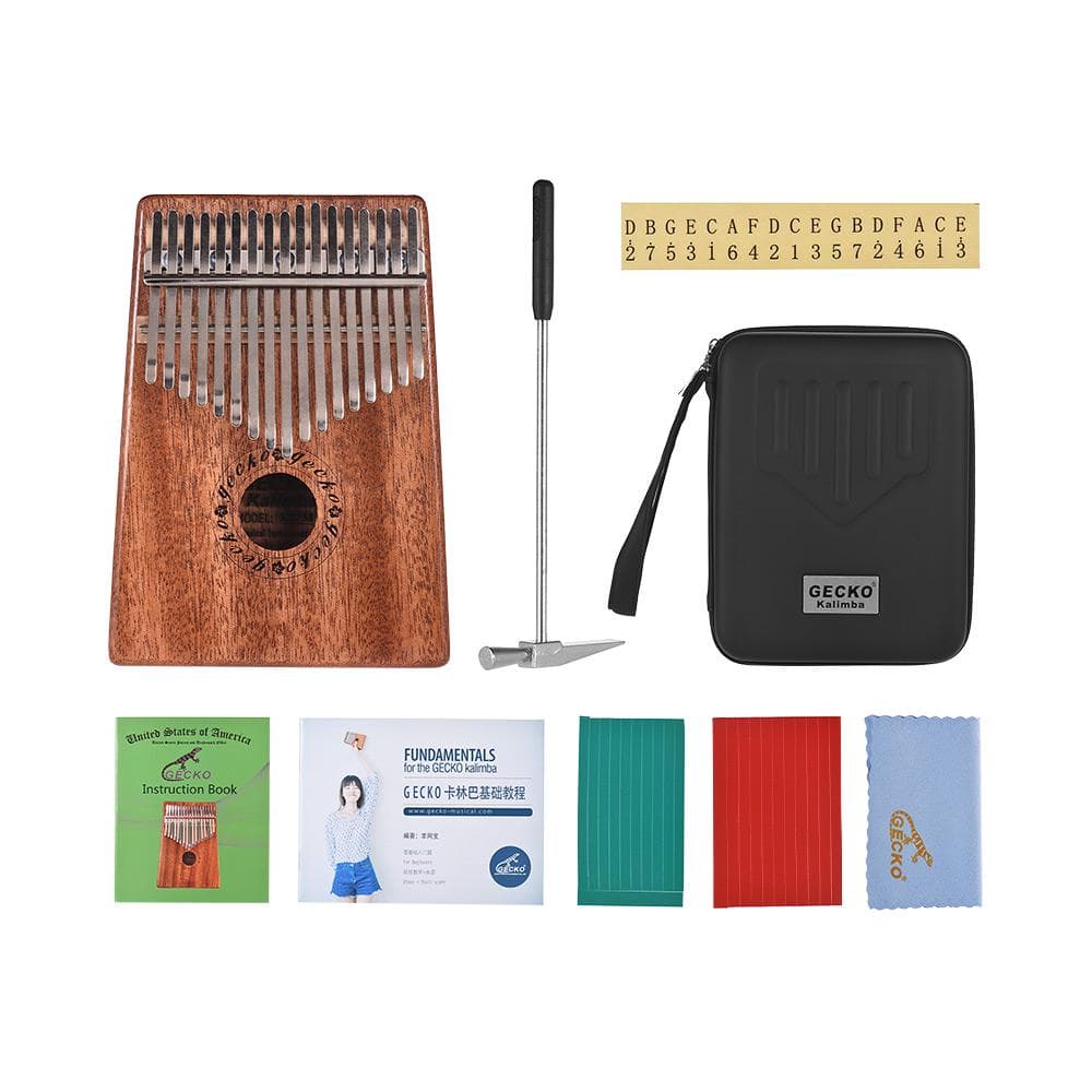 GECKO K17M 17-key Kalimba Thumb Piano Mbira Mahogany Solid Wood with Carry Bag Storage Case Tuning