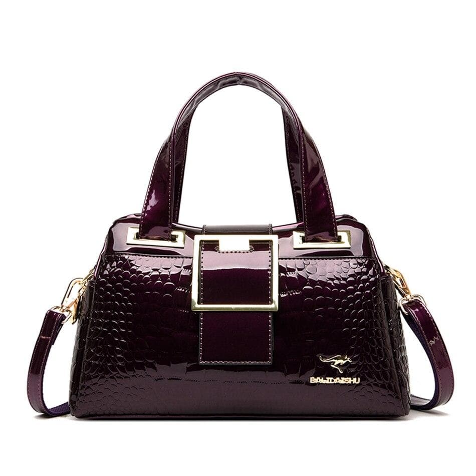 2 layer Large Capacity Tote Bag Luxury Handbags Women Bags Designer Crocodile Pattern Ladies Boston Shoulder Bag High Quality purple