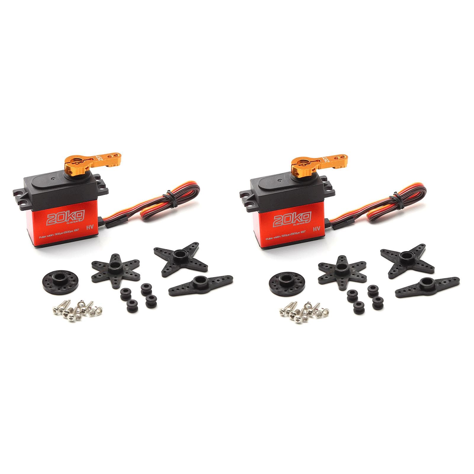 Digital Servo 20kg High Torque 4pcs 180 degrees Stainless Steel Gear Servo for 1/8 1/10 1/12 Scale RC Cars 2pcs red