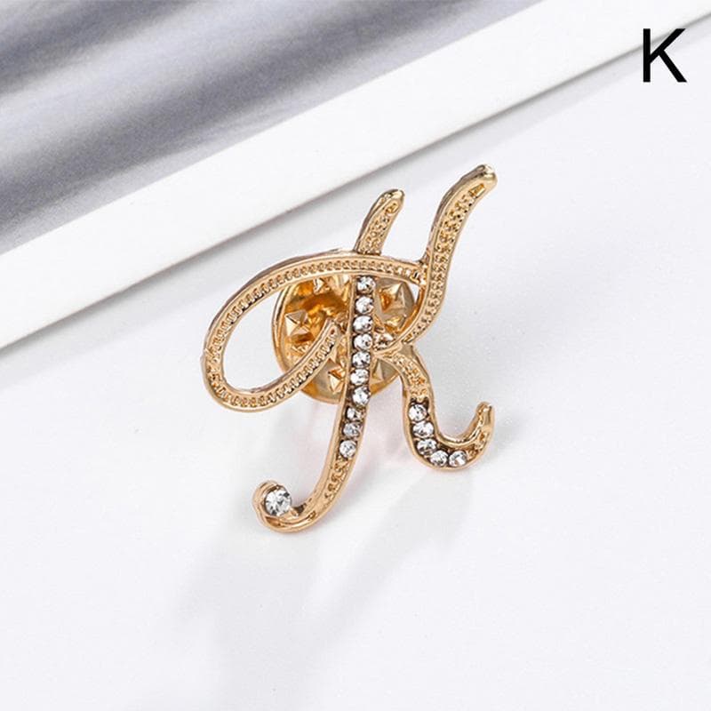1PC Crystal Rhinestones Brooch 26 English Letter Brooches Women High Quality Jewelry Gifts K