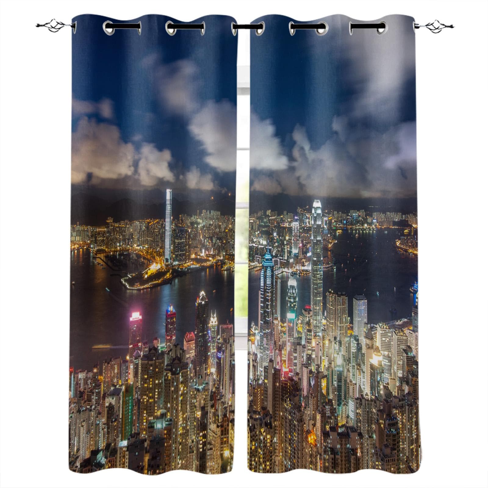 Hamanton Architecture In New York City Window Curtains Scenic Curtains for Living Room Decorative Items Living Room 135W x 60H(cm)