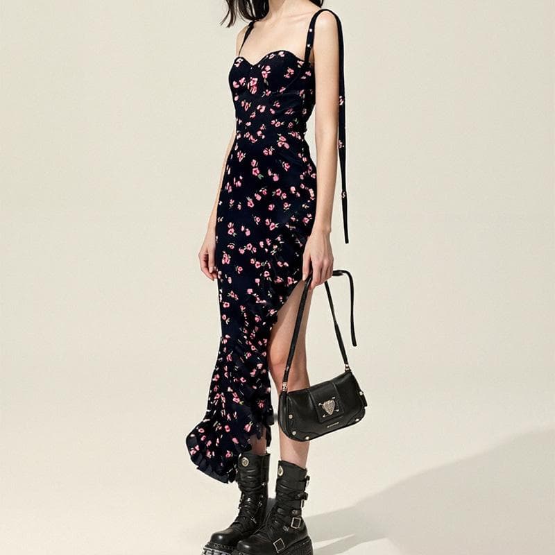 New French Clear Sweet Pleated Holiday Suspender Dress for Summer 3XL