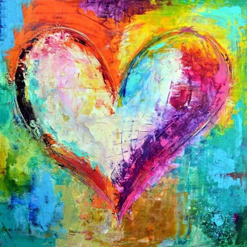 5D DIY Diamond Painting Colored Heart Diamond Embroidery Mosaic Cross Stitch Rhinestone Decoration 30x30CM