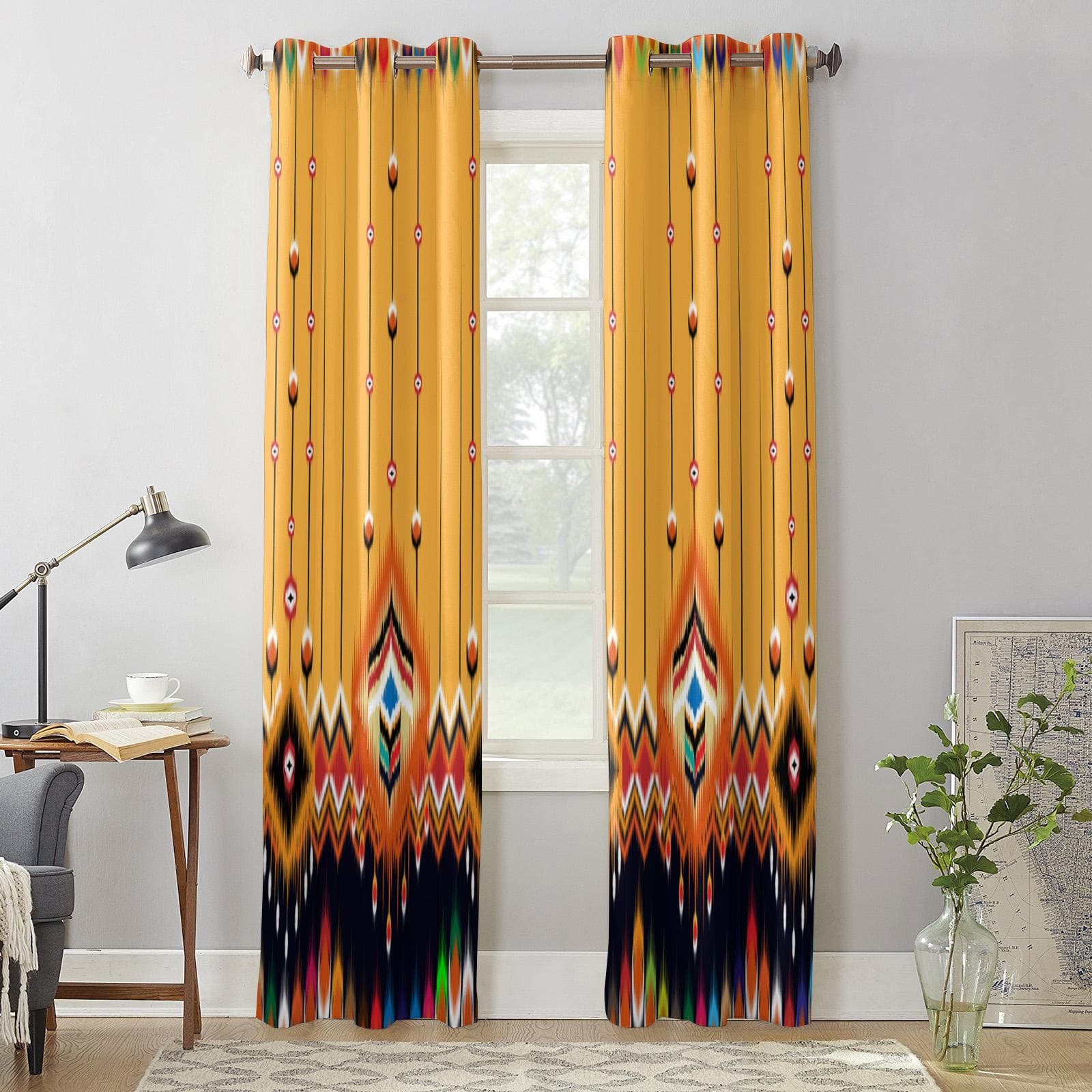 Aztec Style Textures Modern Window Curtains for Living Room Bedroom Curtain Kitchen Treatment Blinds Drapes 135W x 60H(cm) x1