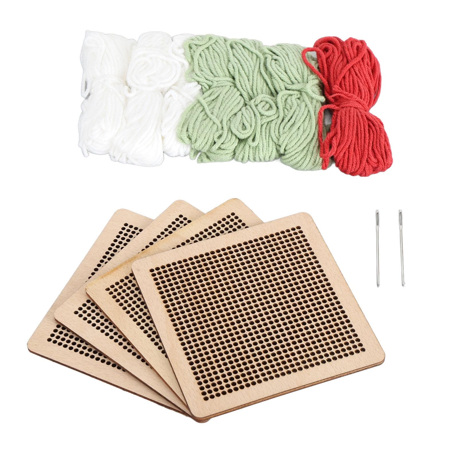 4Pcs Cross Stitch Beginner Kit Floral Pattern Needlepoint Starter Sewing Set Embroidery Kit Rose light green