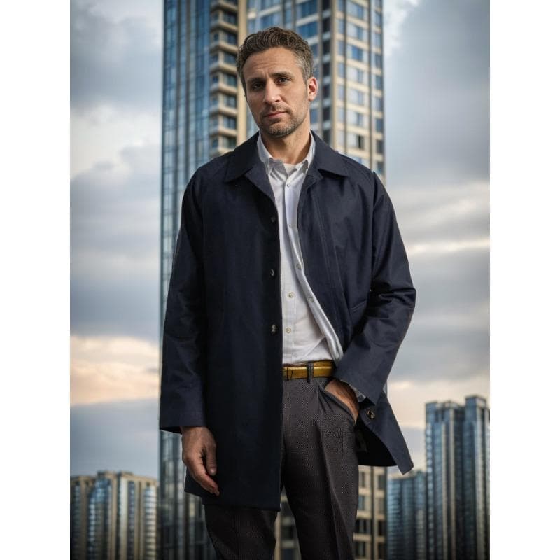 New Spring and Autumn Solid Color Long-sleeved Windbreaker Men's Lapel Slim Single-breasted Casual Jacket S