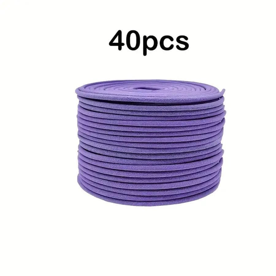 Hundred Day Floral Fragrance Roll - Natural Spiral | Long Burning (4 Hours) | Perfect for Terraces, Balconies, Pools, Camping, and Gardens 40 pieces/ 1set purple