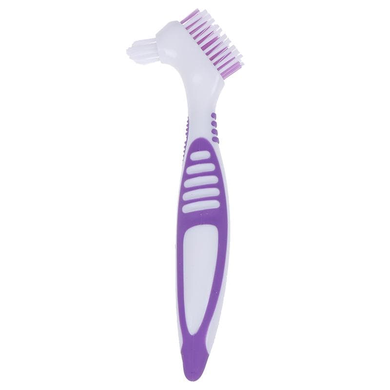 Denture Cleaning Brush Dual Heads Gum Cleaner For Men Women Multi-Layered Bristles False Teeth Brush Oral Cleaning Tools purple