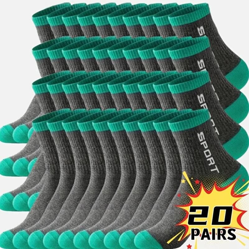 20 Pairs Men's Breathable Sports Socks - Moisture-Wicking, Reinforced Heel & Toe, All-Season Athletic Socks 20pairs dark grey