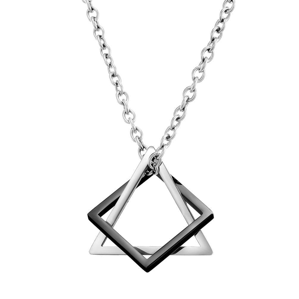 Geometry Interlocking Square Triangle Male Pendant For Men Women Unisex Alloy Modern Trendy Geometric Stacking Streetwear Necklace 2
