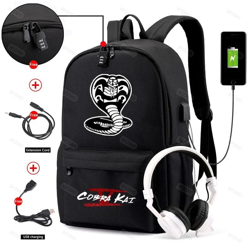 Waterproof Anti-Theft Cobra Kai 5 Backpack for School Teen Boys Girls Student Canvas Backpacks Usb Charging Men Women Travel Bag