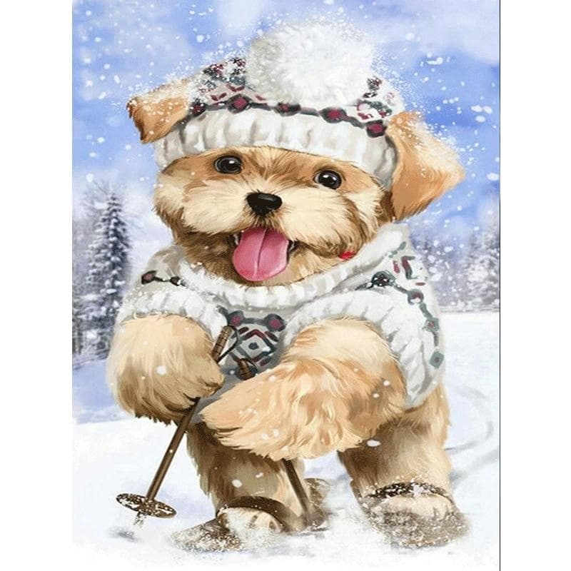 5D DIY Diamond Painting skiing dog Embroidery Cross Stitch Rhinestone Mosaic Home Decor 20X30CM