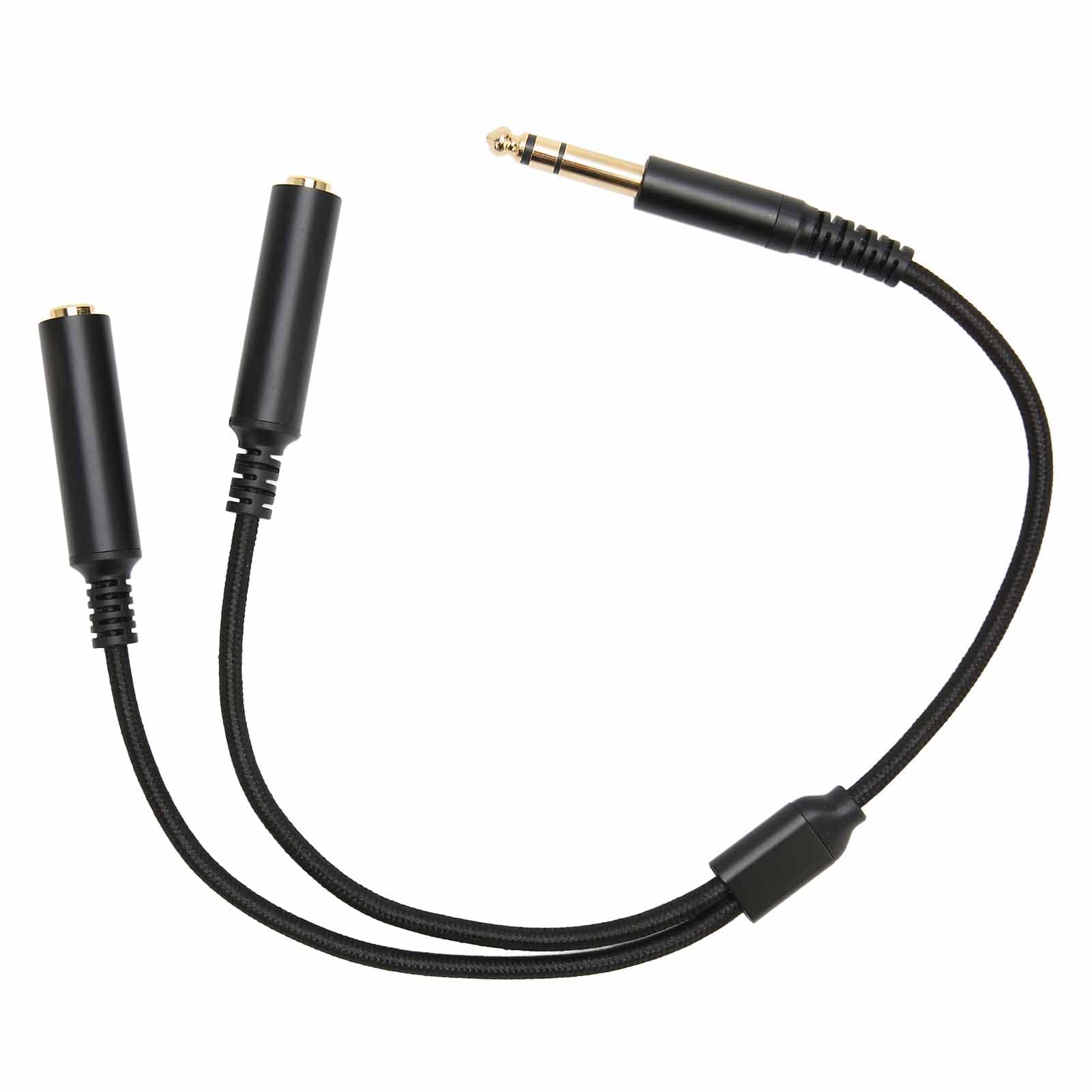 6.35mm Stereo Male Plug to Dual Female Plug Cable 14 Inch 6.35mm Splitter Y Cable with Gold Plated