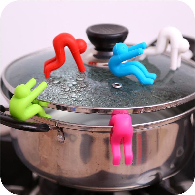 1 Pcs Anti Overflow Device Preventing Lid Up With Pot Soup Kitchen Gadget Coaster Silicone Holder red