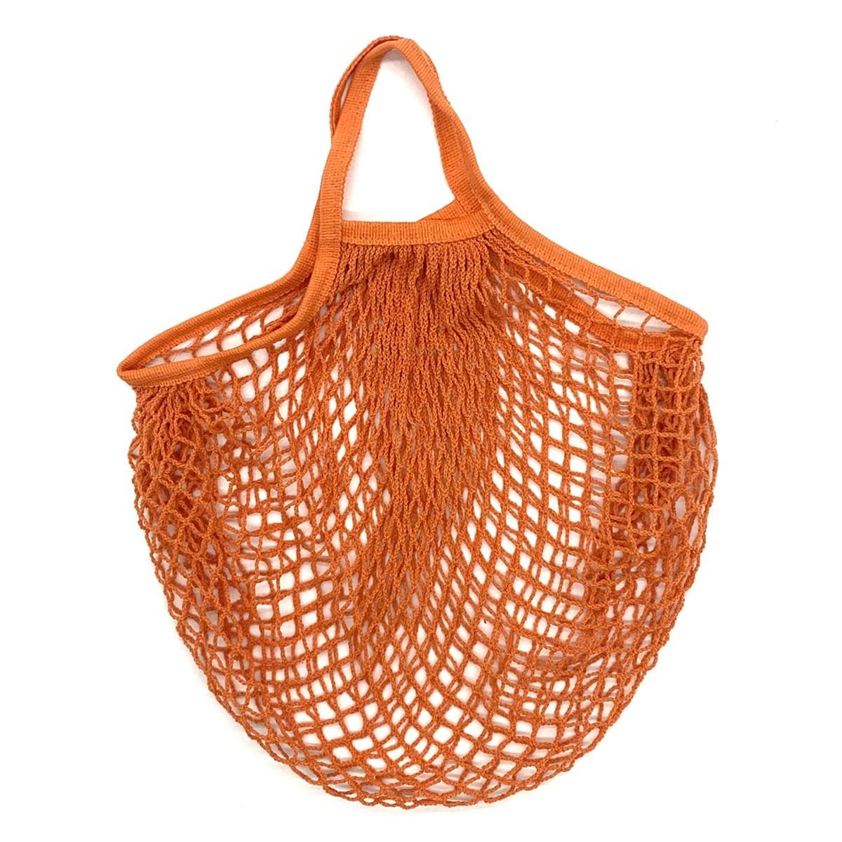 Portable Reusable Grocery Bags Fruit Vegetable Bag Washable Cotton Mesh String Organic Organizer Handbag Short Handle Net Tote orange