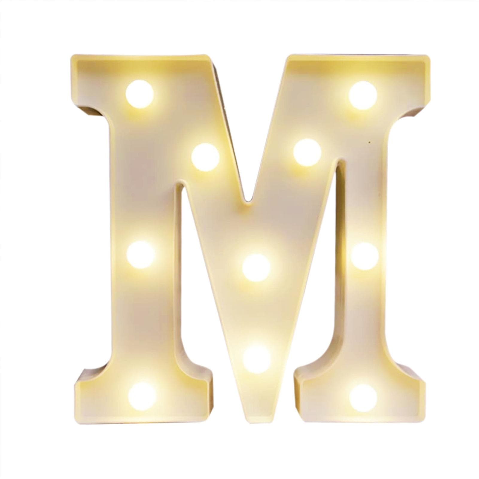 Alphabet LEDs Light Standing Letters Sign with Bulbs Night Lamp Warm White Constant Bright Light Effect 2 * AA Cell Operated IP54 Water Resistance M