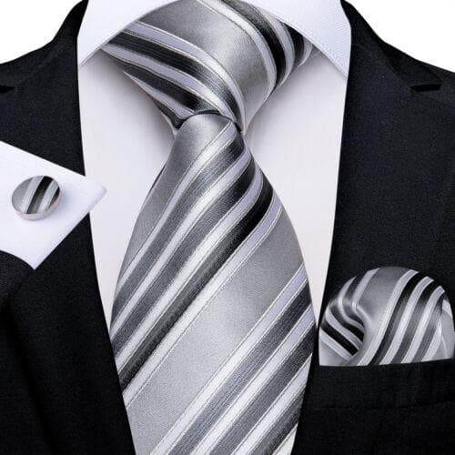 DiBanGu Mens Silk Necktie Set Striped Paisley Solid Tie Pocket Square Cufflinks N-7737