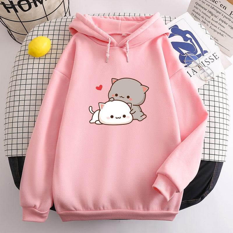 Women's Long Sleeves Women Long Sleeves Kawaii Girl Anime Sweatshirt Fleece Harajuku Oversized Casual Pullover Cute Valentine's Day Gift XL