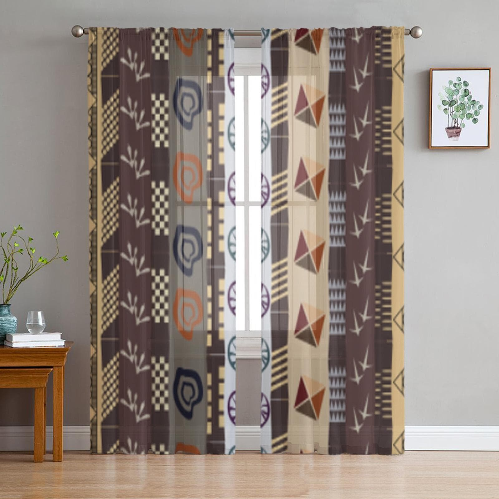 Bird Footprints Sheer Curtains for Living Room Transparent Tulle Window Treatments Bedroom Kitchen Home Decor Veil Drapes 135W x 114H(cm)