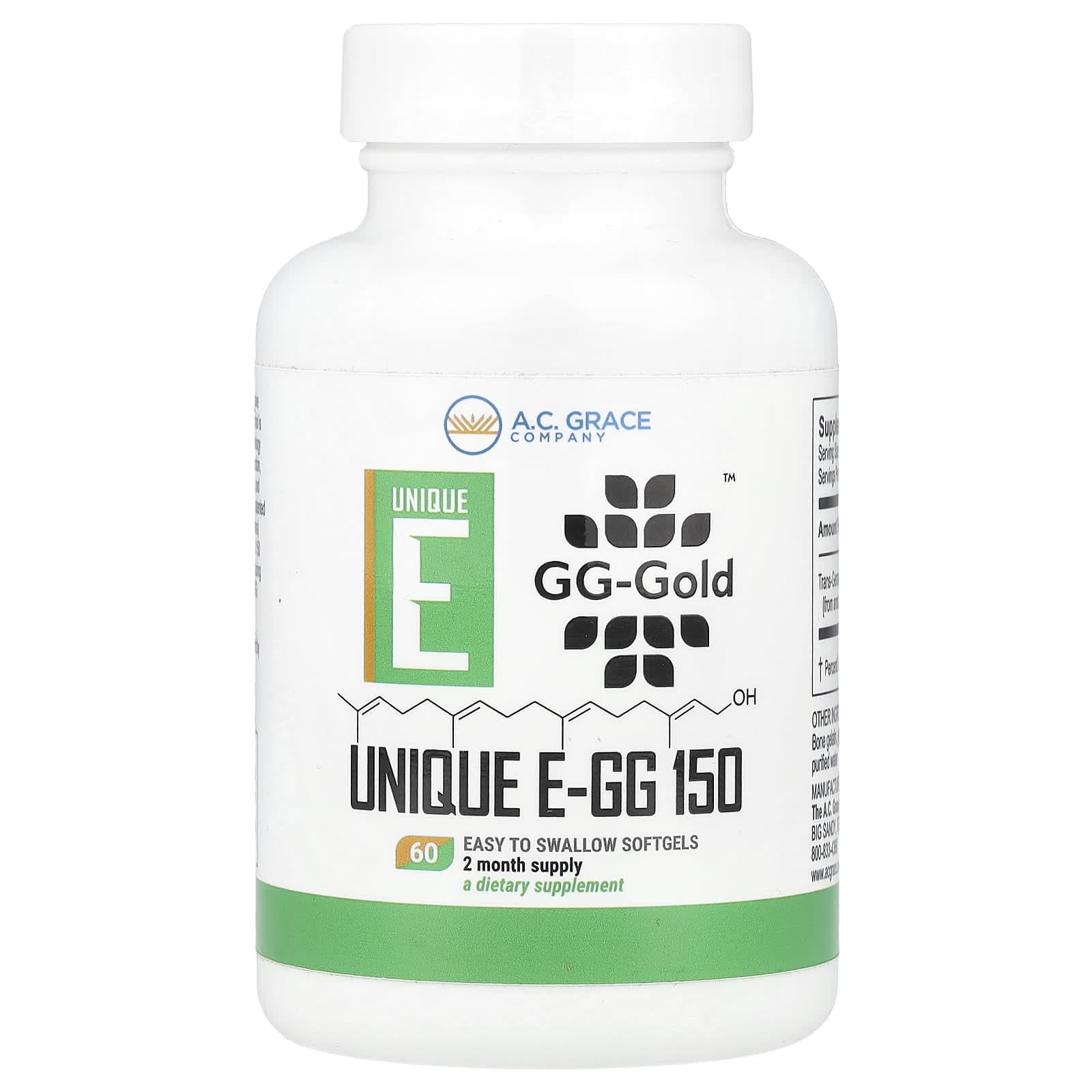 A.C. Grace Company, UNIQUE E-GG 150, 150 mg, 60 easy-to-swallow softgels