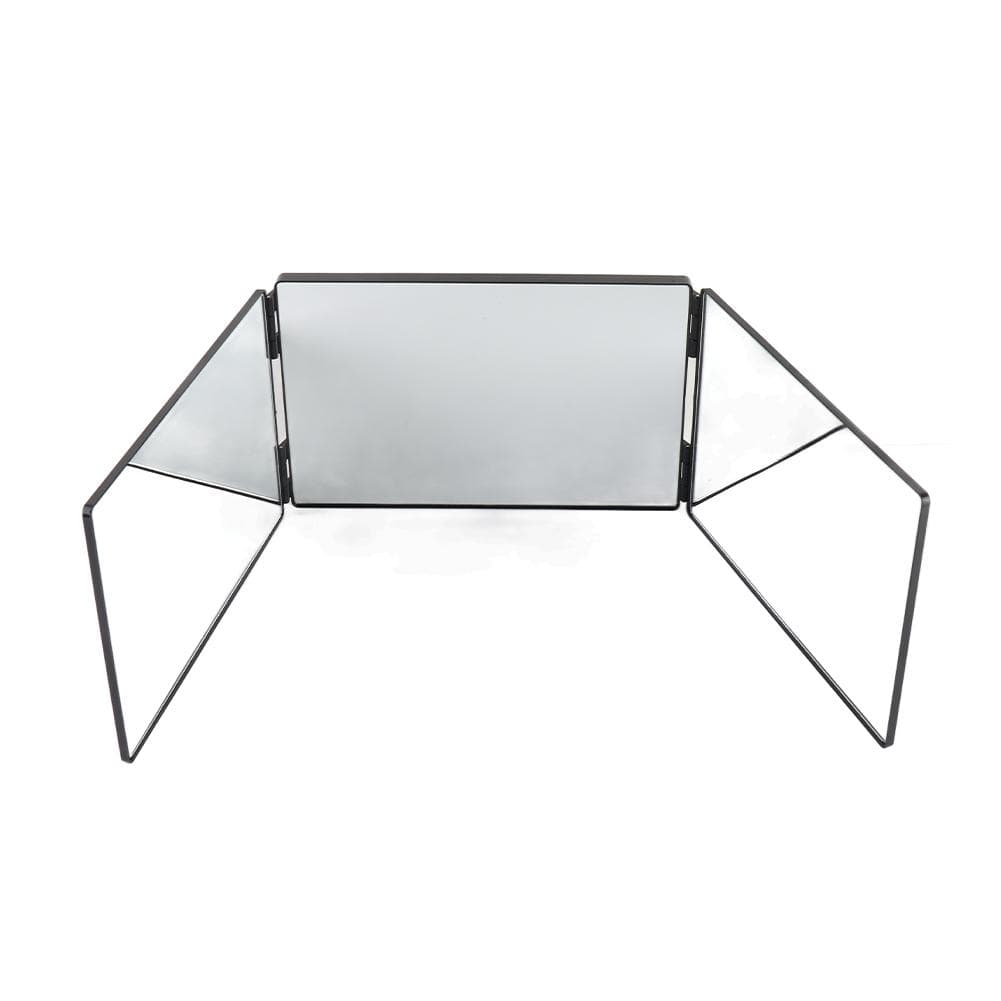 3 Way Mirror with LED and 10X Magnifier 360 Degree Viewing Angle Practicing Mirror for Hair Cutting