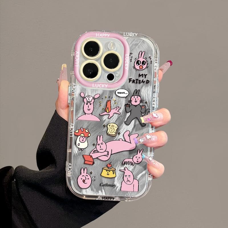 Bixin Powder Rabbit Applicable To Apple 16promax Mobile Case IPhone 15plus Feather Cream 14/13 Cartoon Apple 16PROMAX