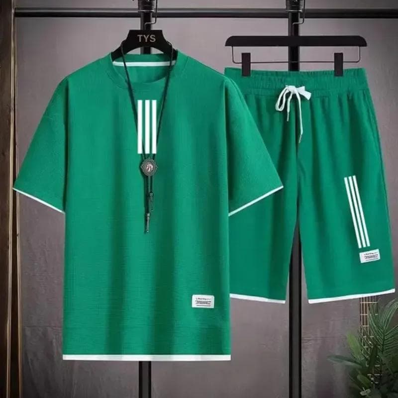 Adida New Man Tracksuits 2 Piece Short Sleeve Suits Printing T-shirt +sweatpants Sets Sutdent Casual Summer Sport Clothes L