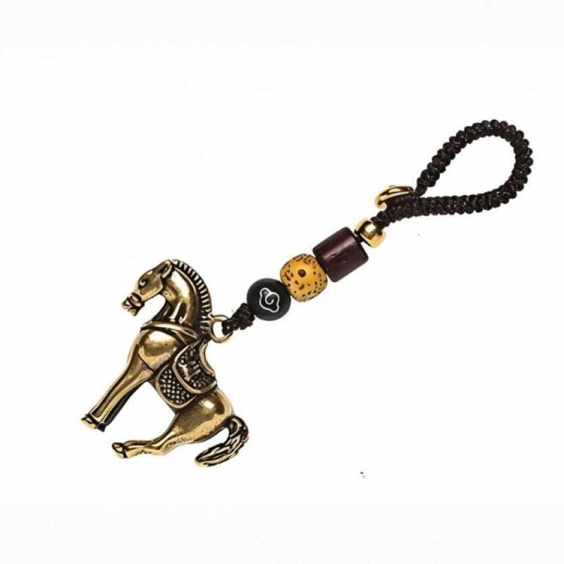 Chinese Zodiac Horse Lucky Pendant Keychain Copper Feng Shui Wealth Key Ring Women Men Bag Charm Jewelry Gift
