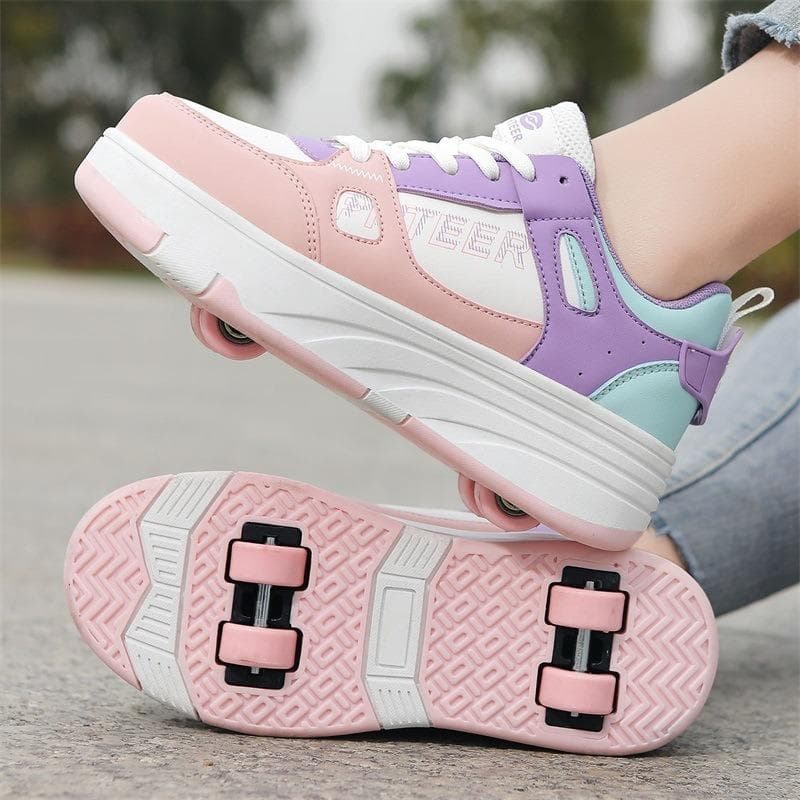 Children's Roller Shoes Boys Four-wheeled Girls Sports Roller Skating Walking Wheel Shoes Deformed Roller Shoes 42