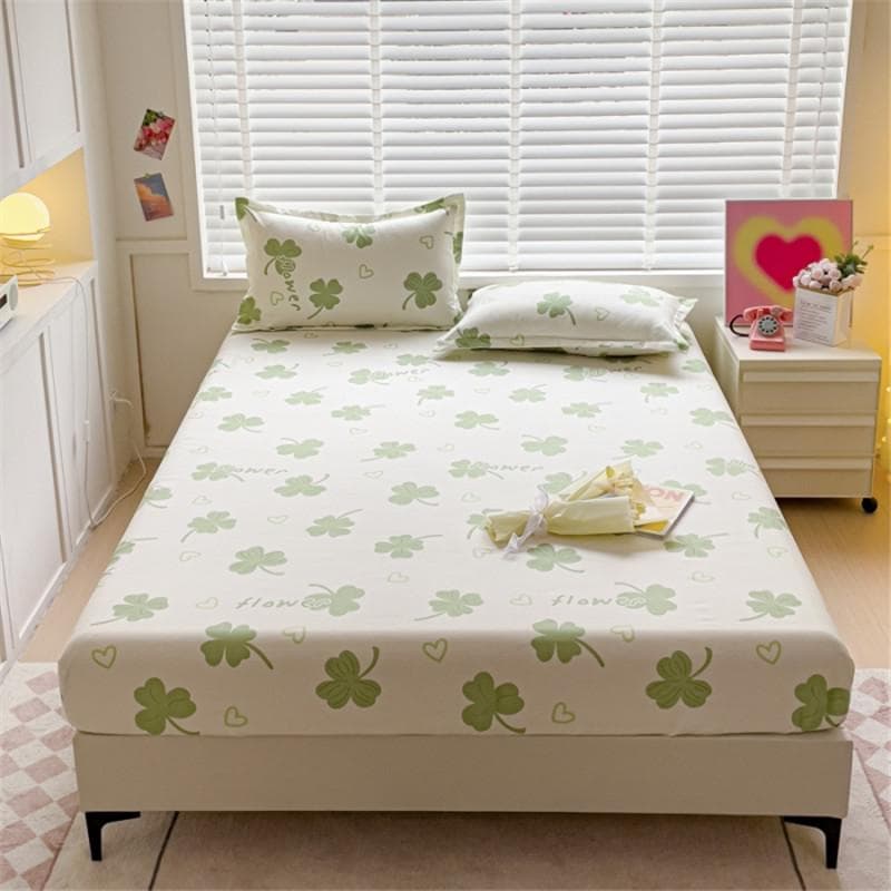 Bonenjoy Bed Cover Simple Style Fitted Sheet Printed Mattress Cover Brushed Bed Sheets couvre lit Soft Bed Linen(No Pillowcase) Queen 150x200cm 1pc
