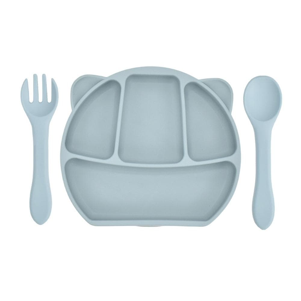 Silicone Suction Plates for Babies Toddlers Self Feeding Baby Suction Plate with Silicone Spoon &