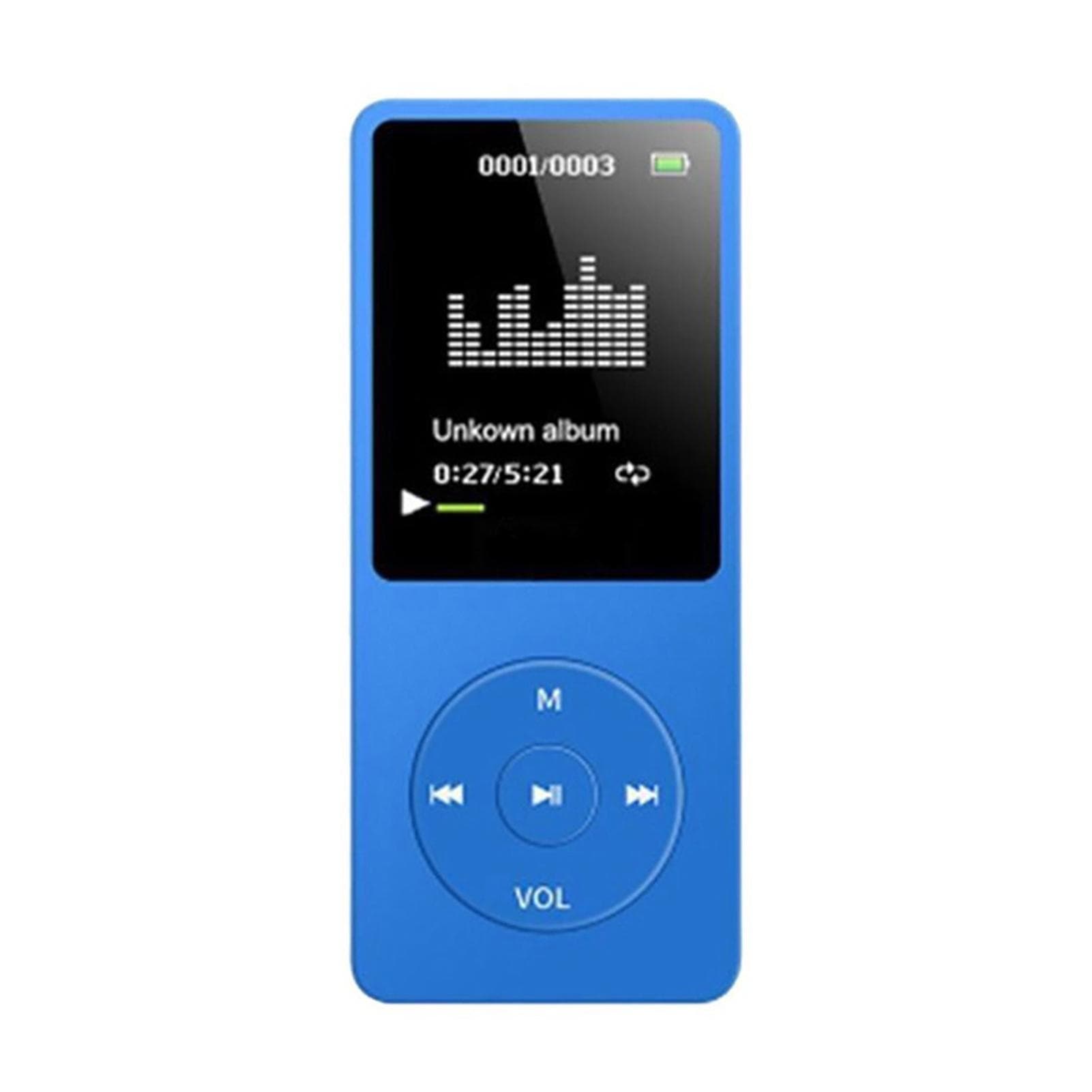 MP3 Player 64 GB Music Player 1.8 Screen Portable MP3 Music Player with FM Radio Voice Recorde light blue