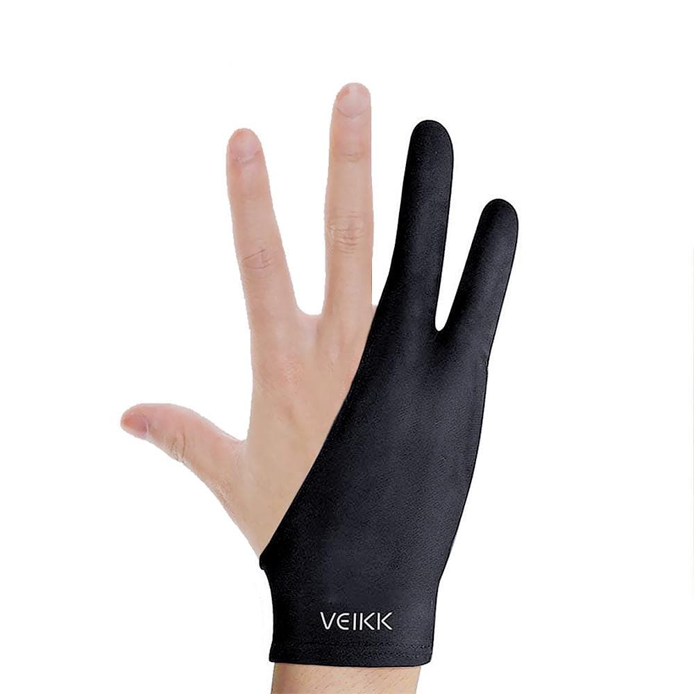 VEIKK Drawing Glove Twofinger Drawing Glove Lightweight Sweatproof Soft Glove for VEIKK Graphics black