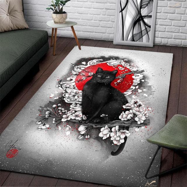 Black And White Cat Decorative Floor Mat Carpet Living Room Children 'S Bedroom Bedside Non -Slip Floor Mat Rugs Living Room 80x120cm